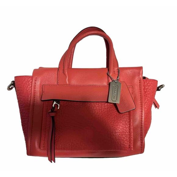 COACH Bleecker Mini Riley Leather Mini Crossbody Handbag Orange OS Vintage 41-04 - Picture 11 of 13